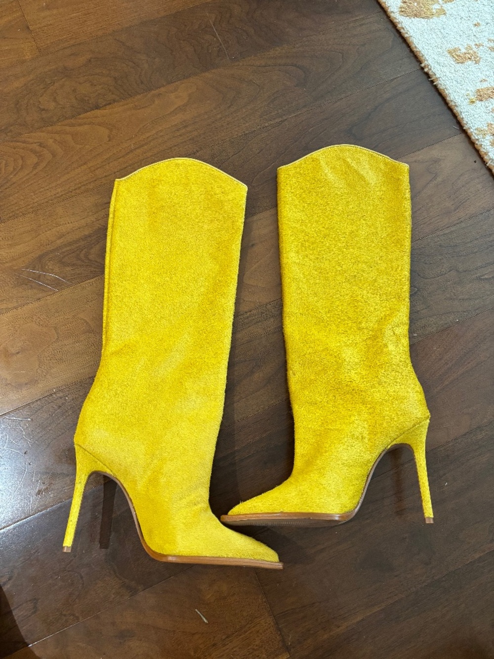 Schutz Yellow Cowhide Stiletto Boots - Size 6